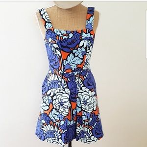 Topshop Orange Floral Pleated Dress (worn 1X) 💥